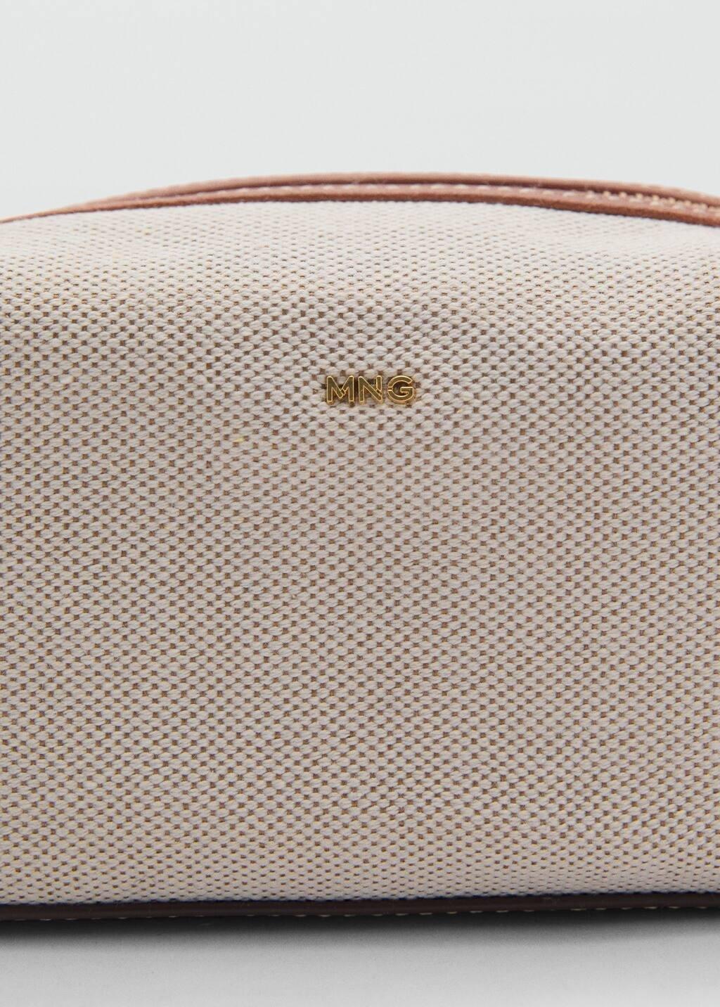 Brown Contrast Zipper Canvas Toiletry Bag, Medium Brown, large image number 1