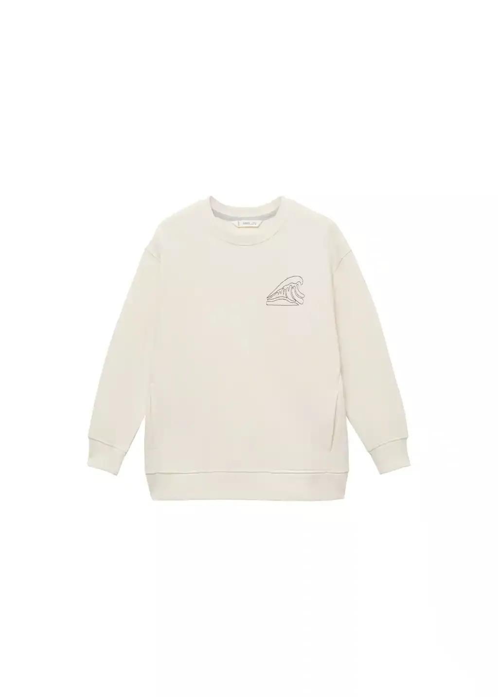 Beige Graphic-Print Cotton Sweatshirt, Kids Boy, , medium