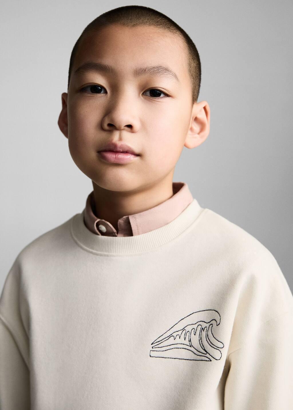 Beige Graphic-Print Cotton Sweatshirt, Kids Boy, , large image number 3