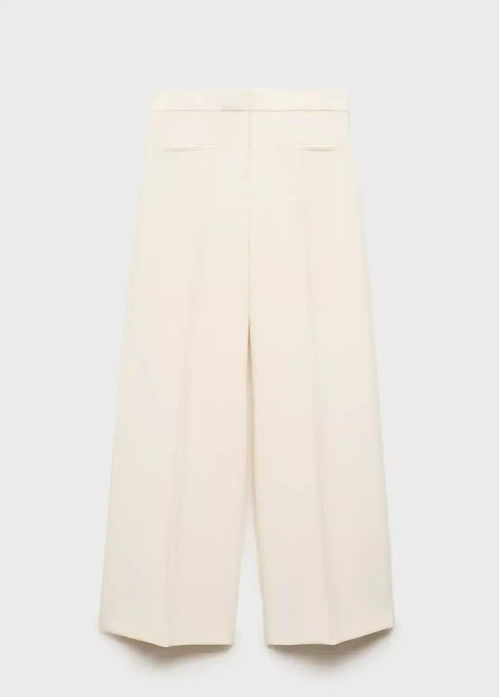 Beige Wideleg Mid-Rise Trousers With Pockets, , large image number 3