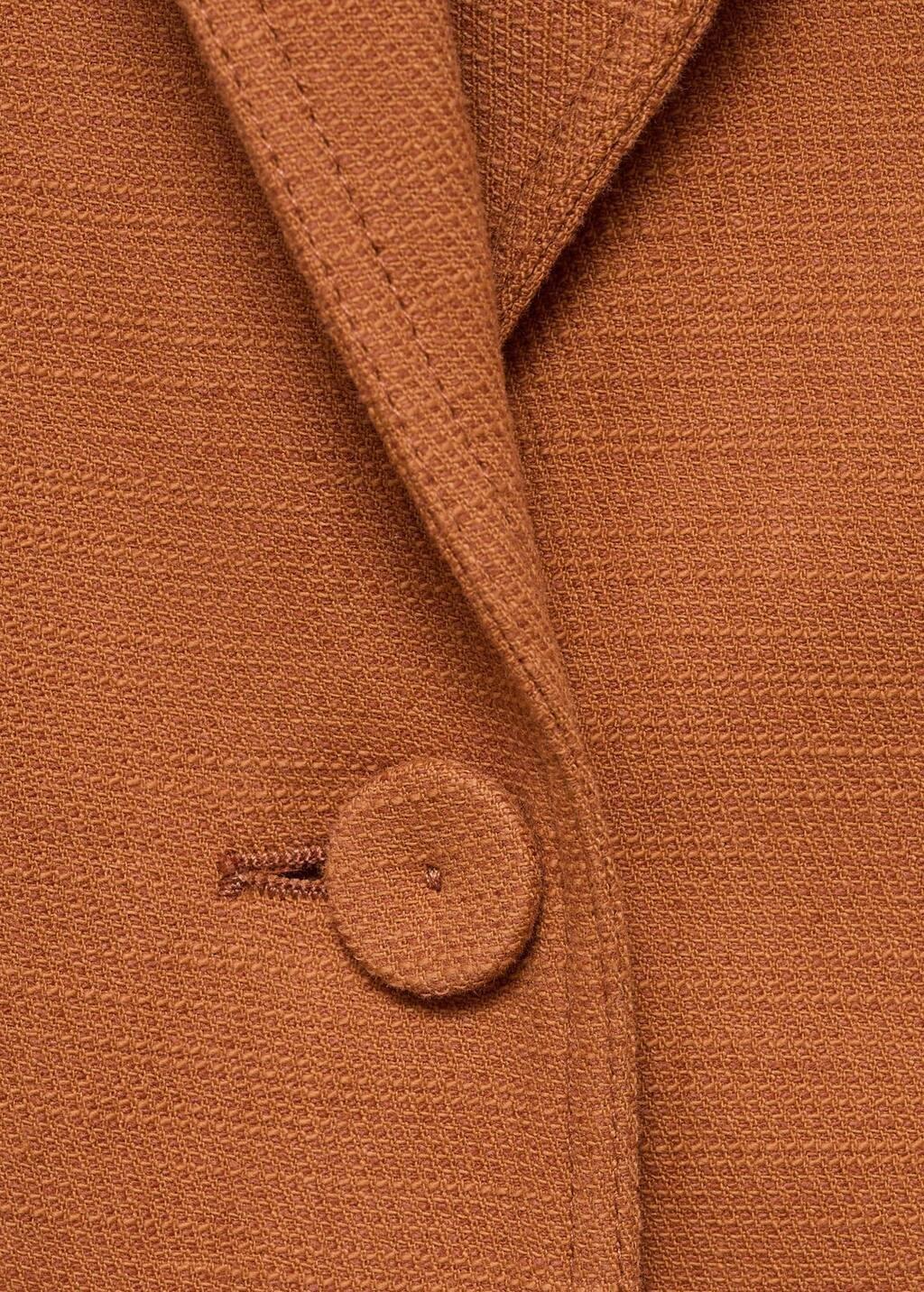 Brown Cotton And Linen-Blend Suit Jacket, , large image number 6