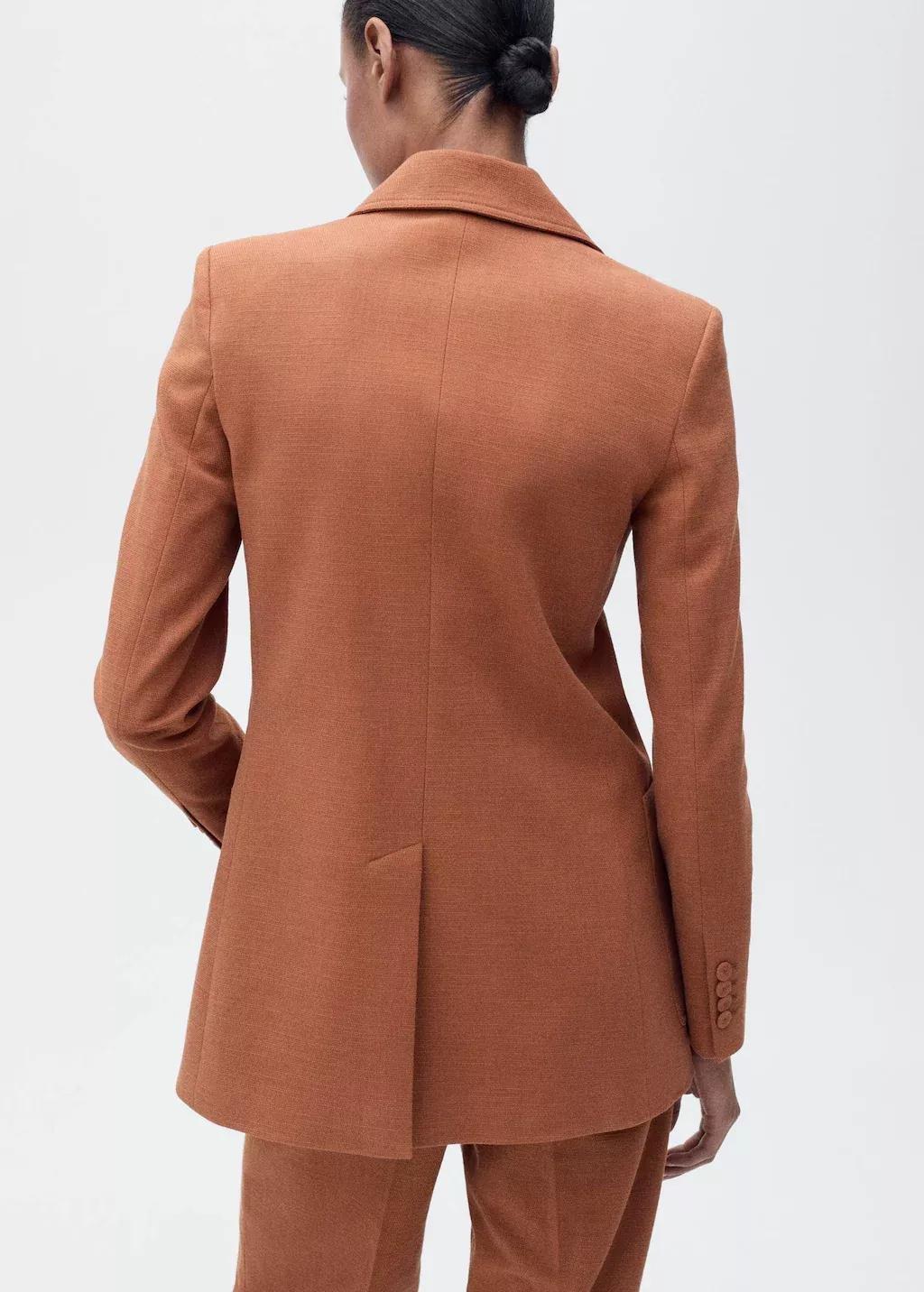 Brown Cotton And Linen-Blend Suit Jacket, , large image number 8