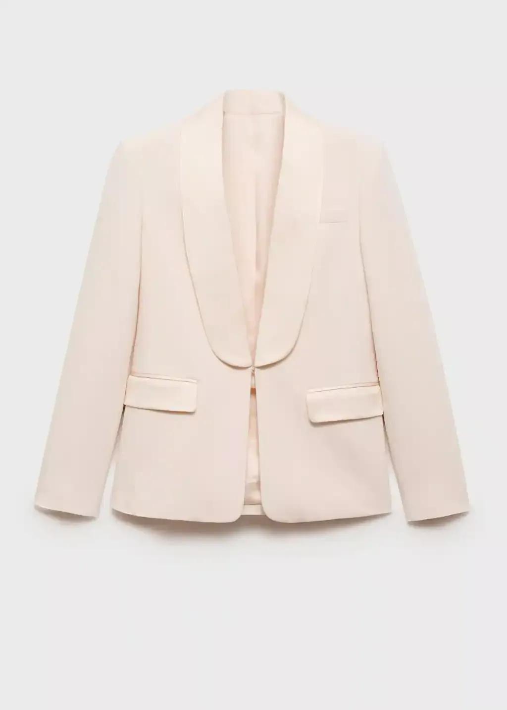 White Suit Jacket With Satin Lapels, , large image number 4