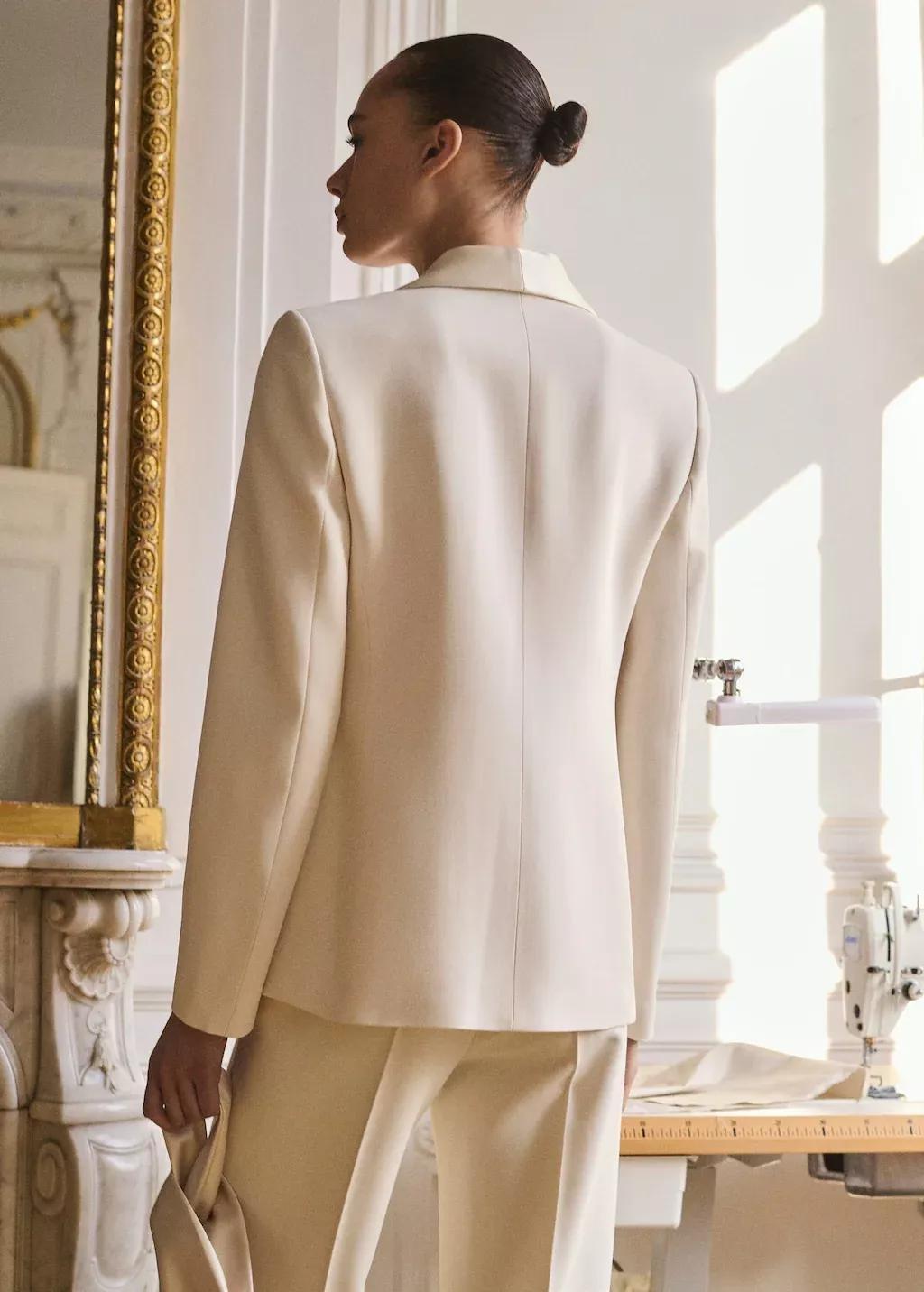 White Suit Jacket With Satin Lapels, , large image number 5