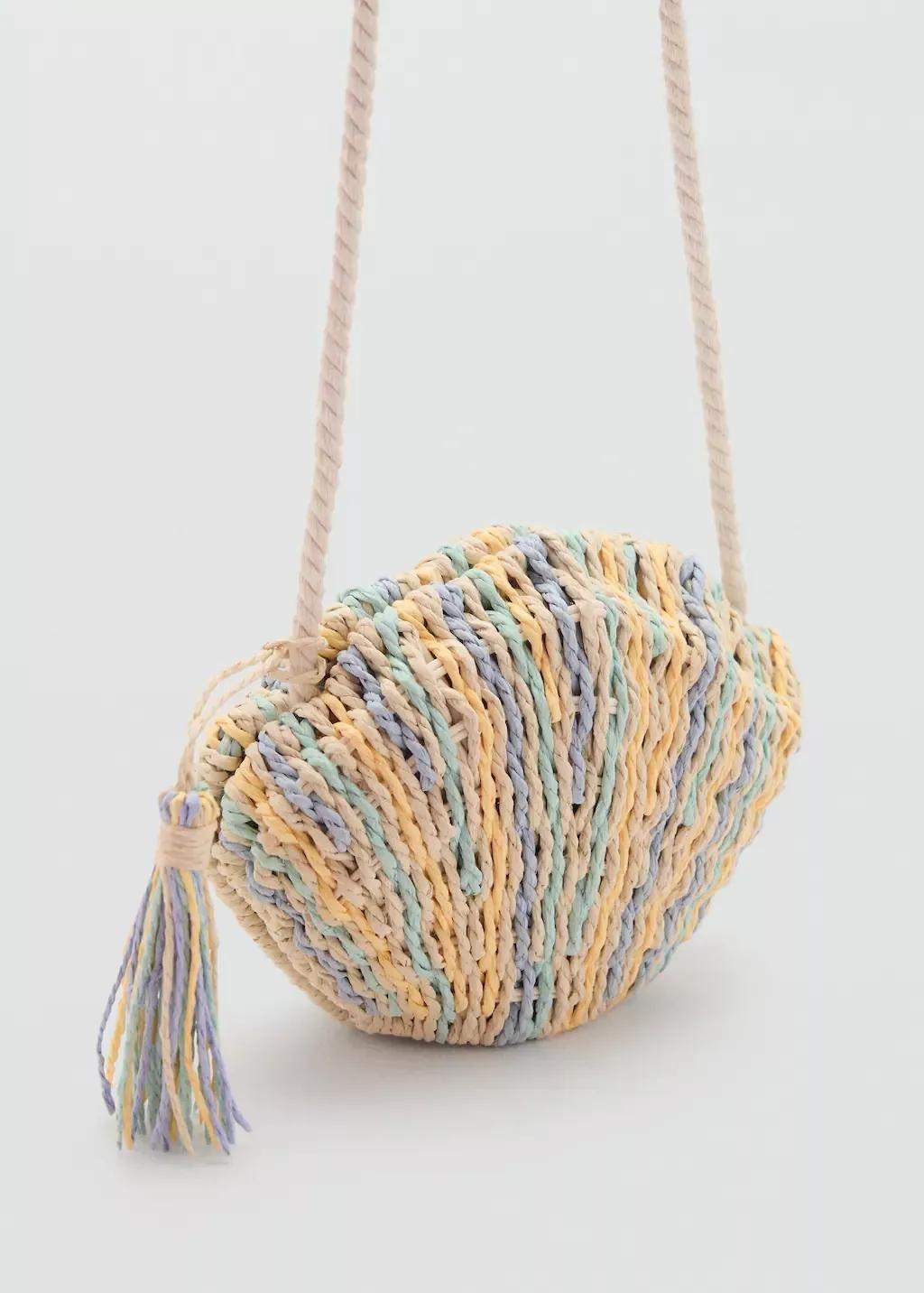 Brown Lt Pastel Shell Basket Bag, Baby Girl, Light Pastel Brown, large image number 0