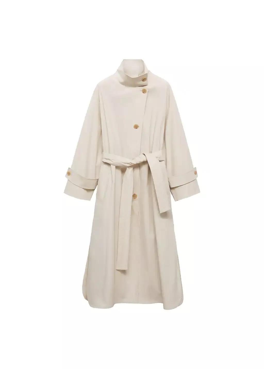 Grey Lt Pastel Oversized Cotton Trench Coat, , large image number 3