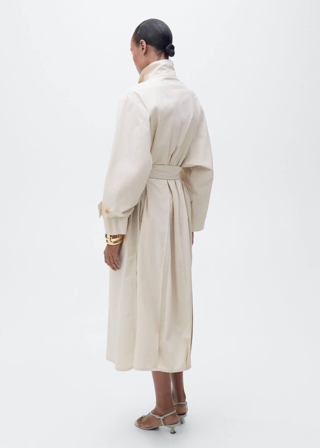 Grey Lt Pastel Oversized Cotton Trench Coat, , large image number 6