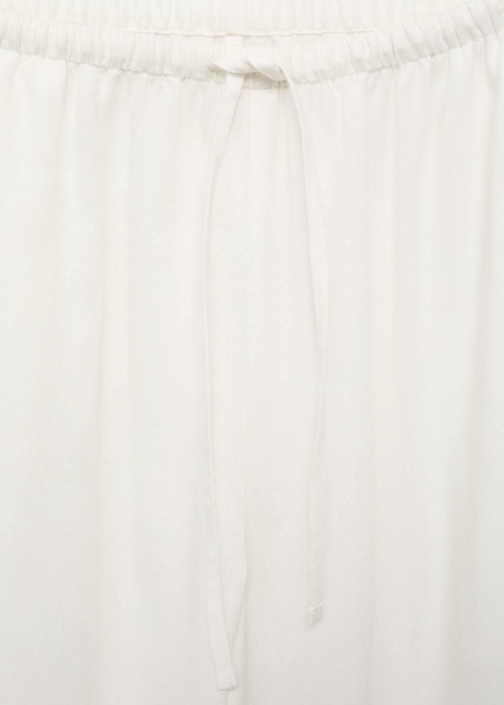 White Straight Linen-Blend Trousers, Kids Girls, , large image number 4