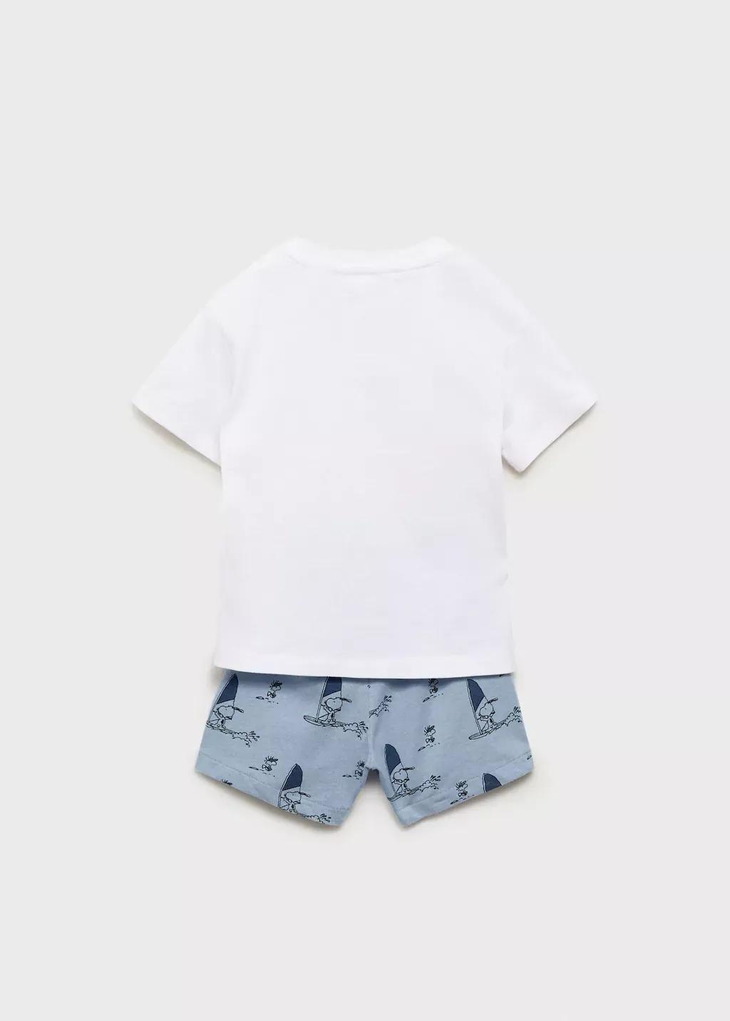 Blue Snoopy Short Pyjamas, Baby Boy, , large image number 1