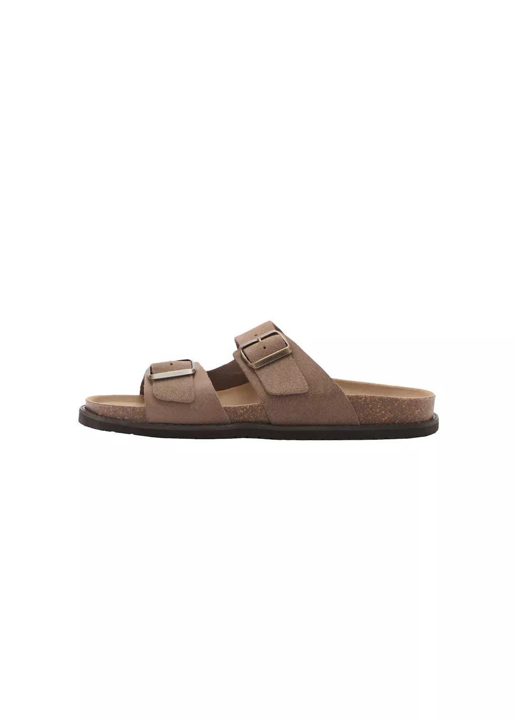 Brown Split Leather Sandals With Buckle, , large image number 3