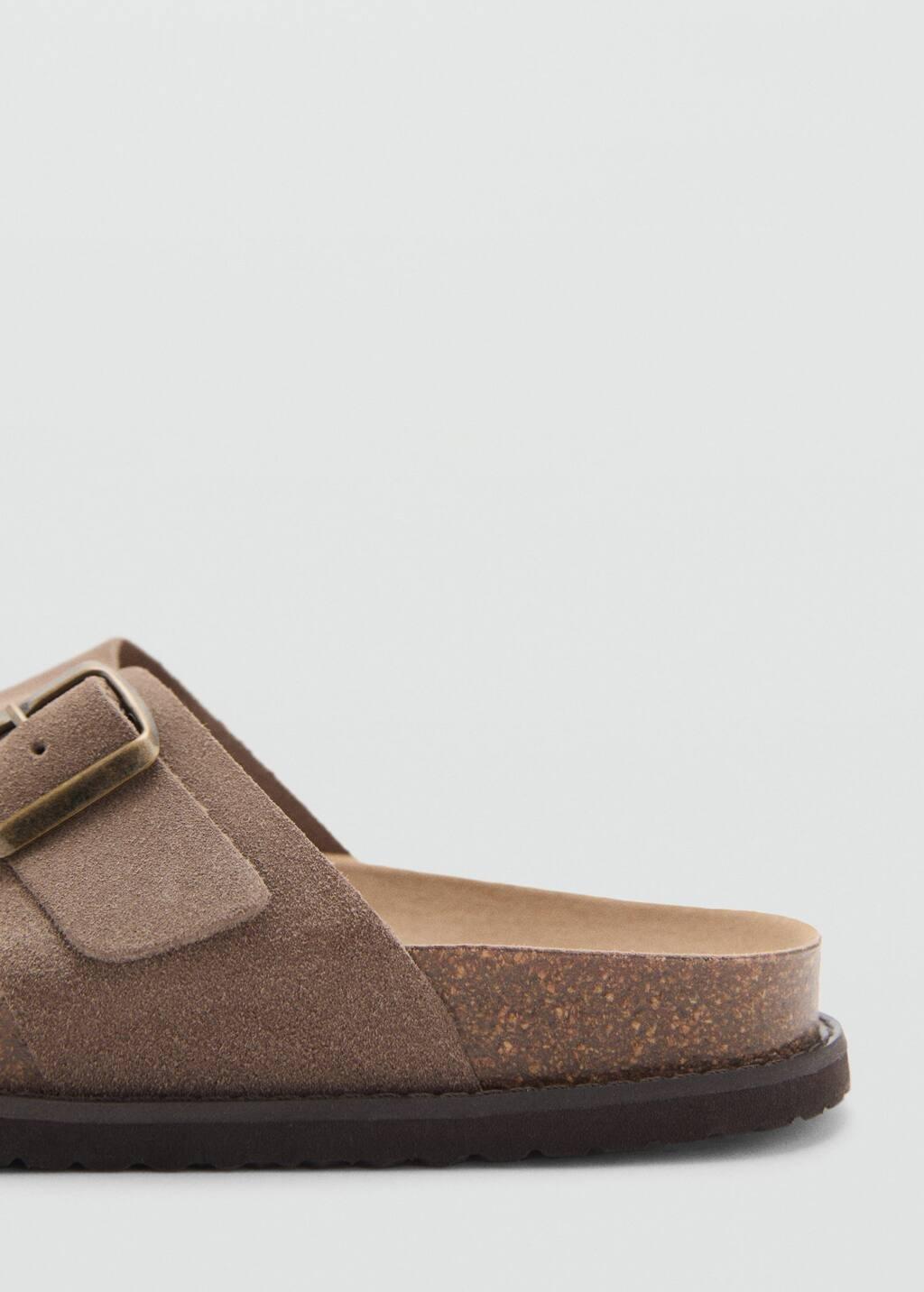 Brown Split Leather Sandals With Buckle, , large image number 4