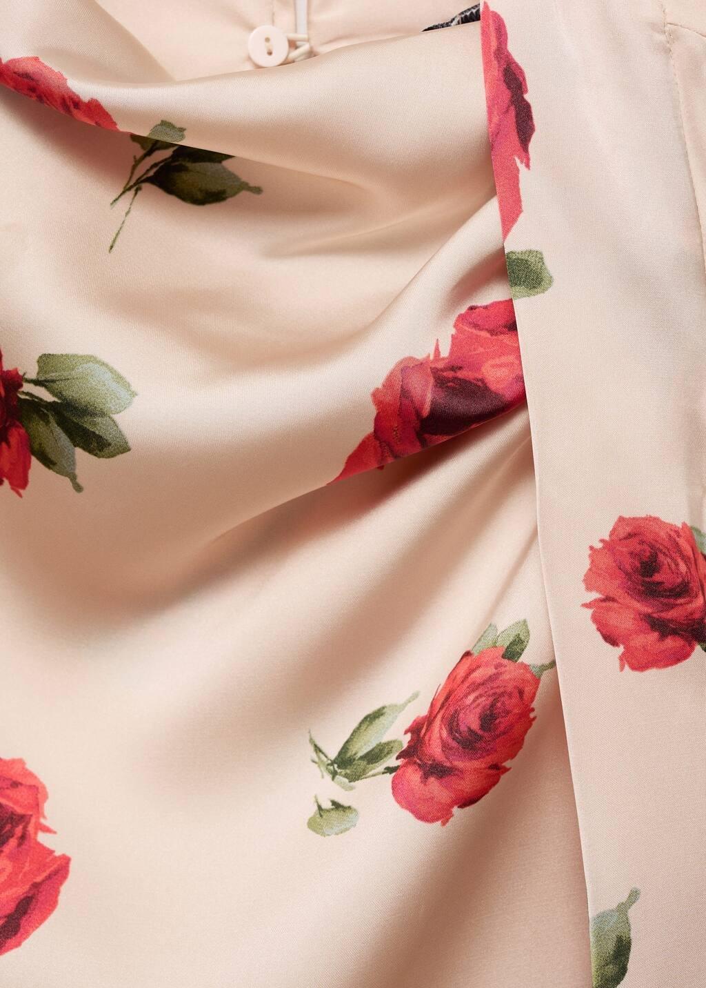 Beige Floral Satin Blouse, , large image number 4
