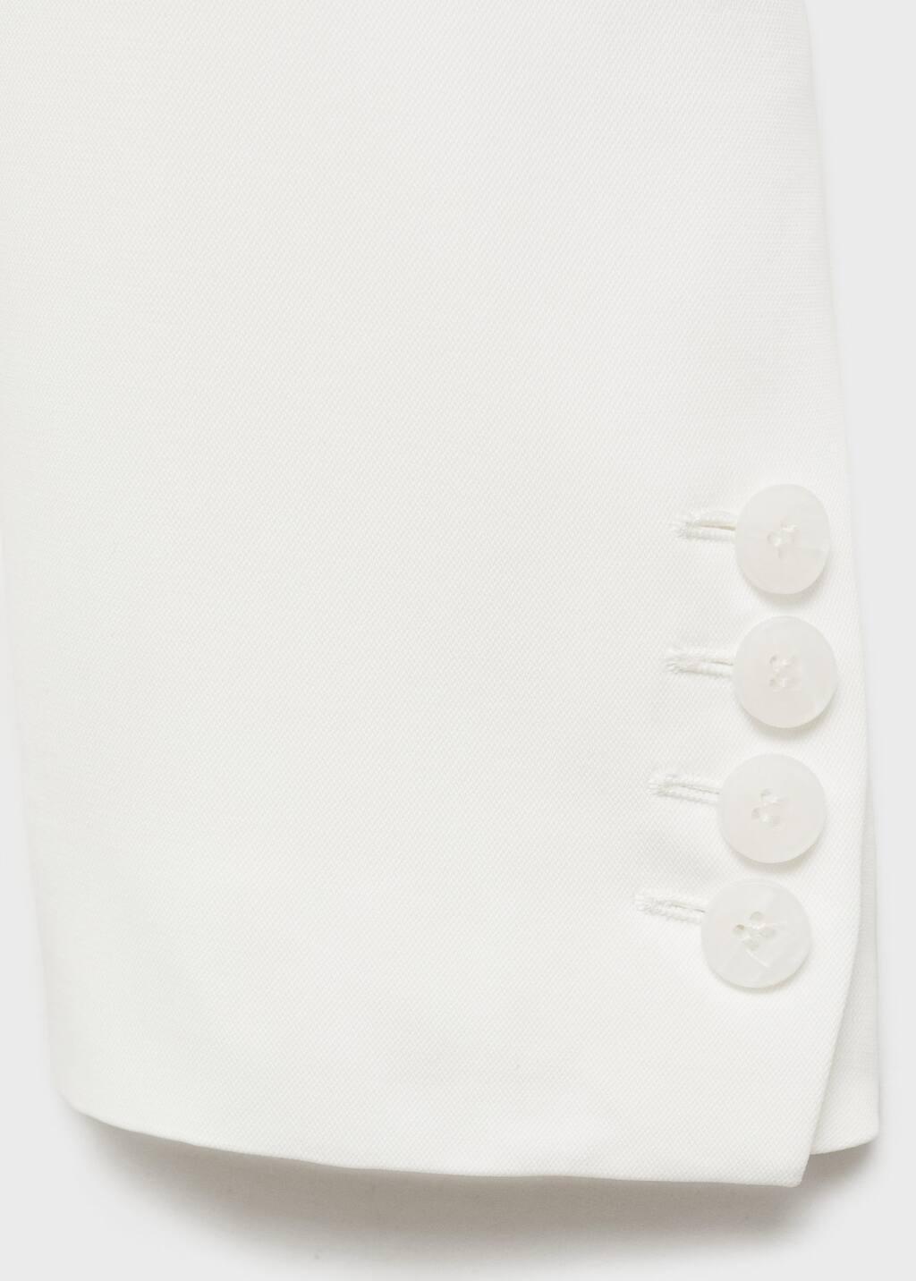White Straight Button Suit Blazer, , large image number 4