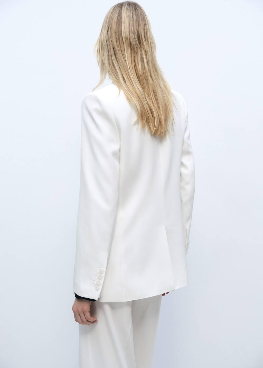White Straight Button Suit Blazer, , large image number 6