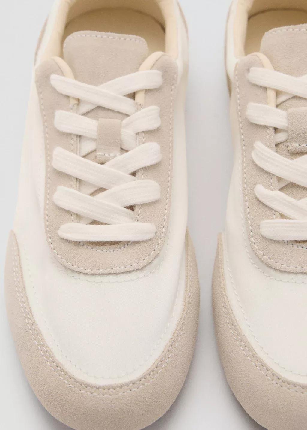 WHITE Lace-up suede sneakers, , large image number 2