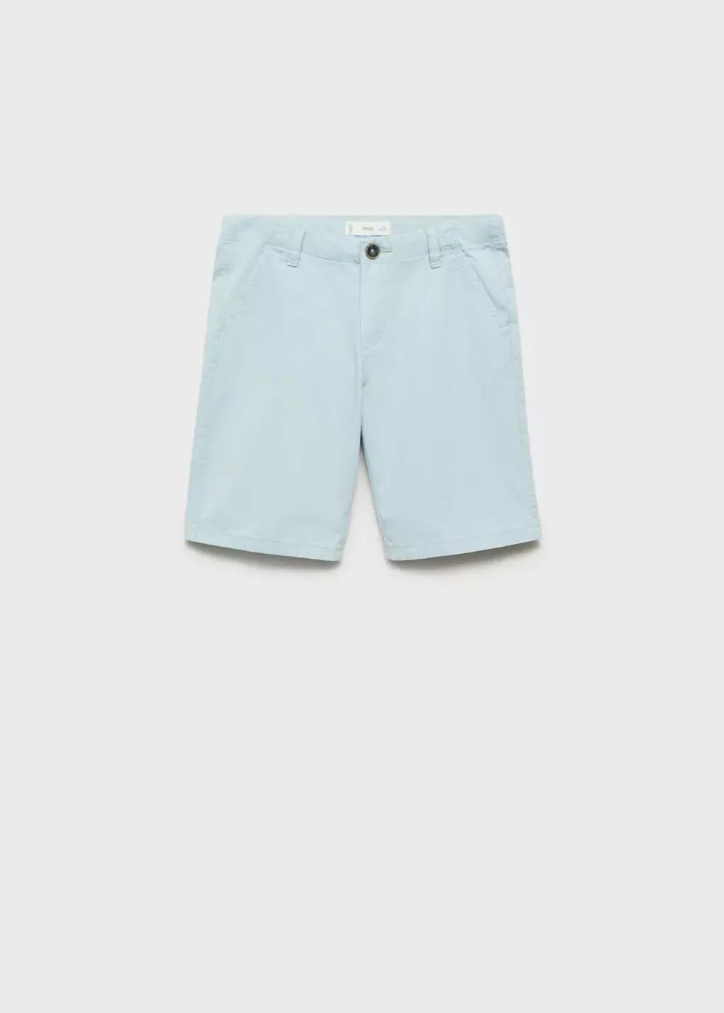 Blue Lt Pastel Cotton Bermuda Shorts, Kids Boy, , large image number 0