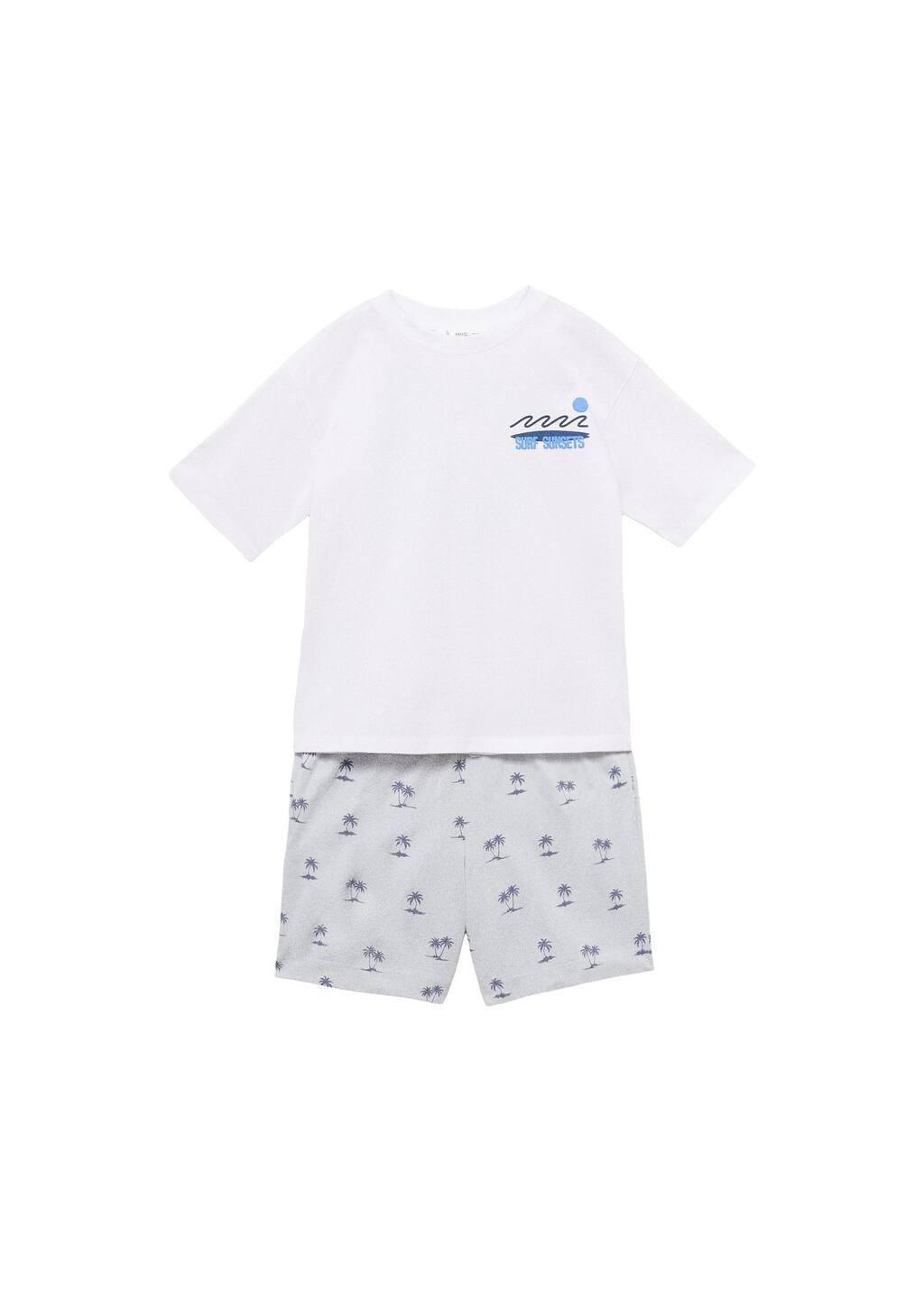 White Surf Short Pyjamas, Kids Boy, , large image number 0