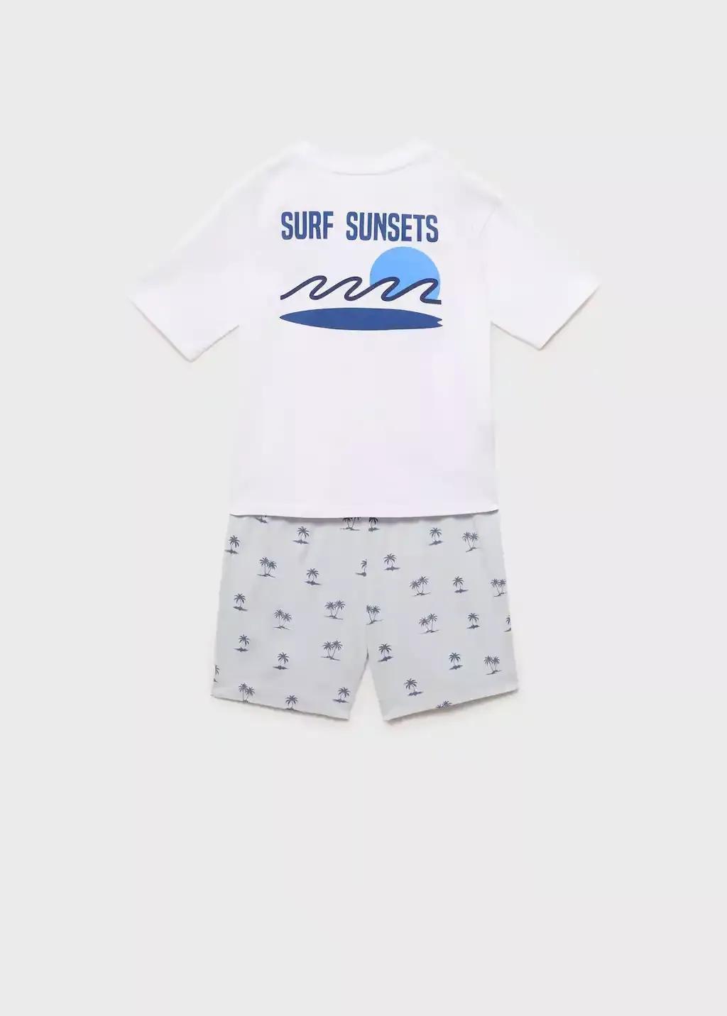 White Surf Short Pyjamas, Kids Boy, , large image number 1