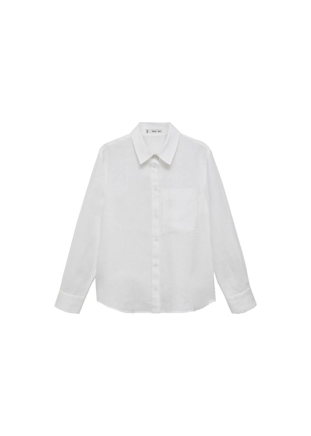 White Pocket Linen Shirt, , large image number 3