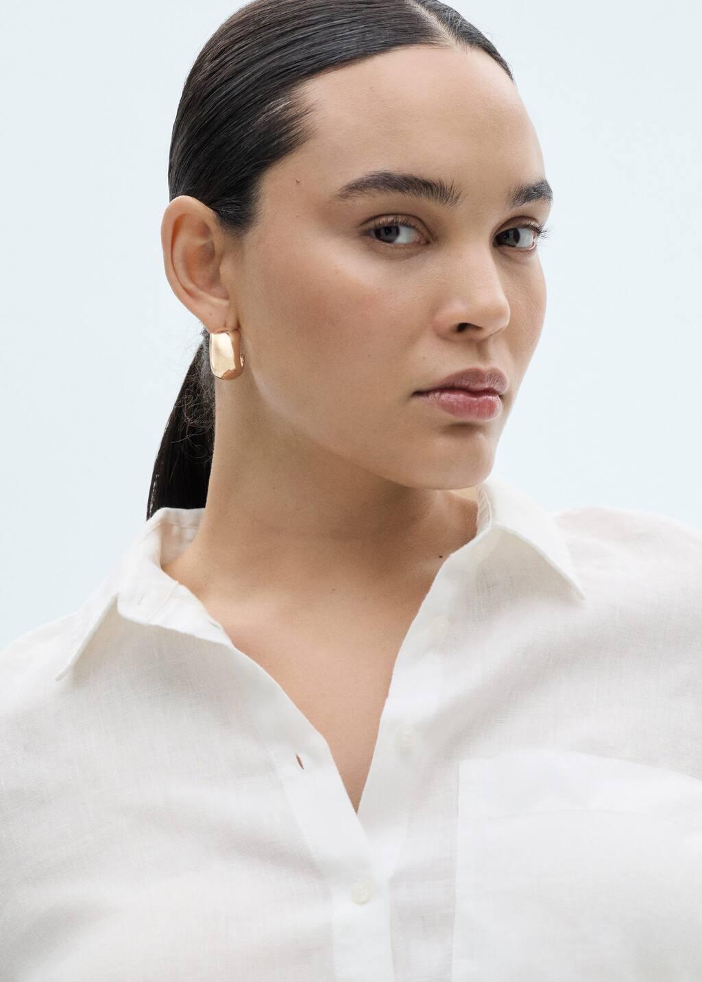 White Pocket Linen Shirt, , large image number 4