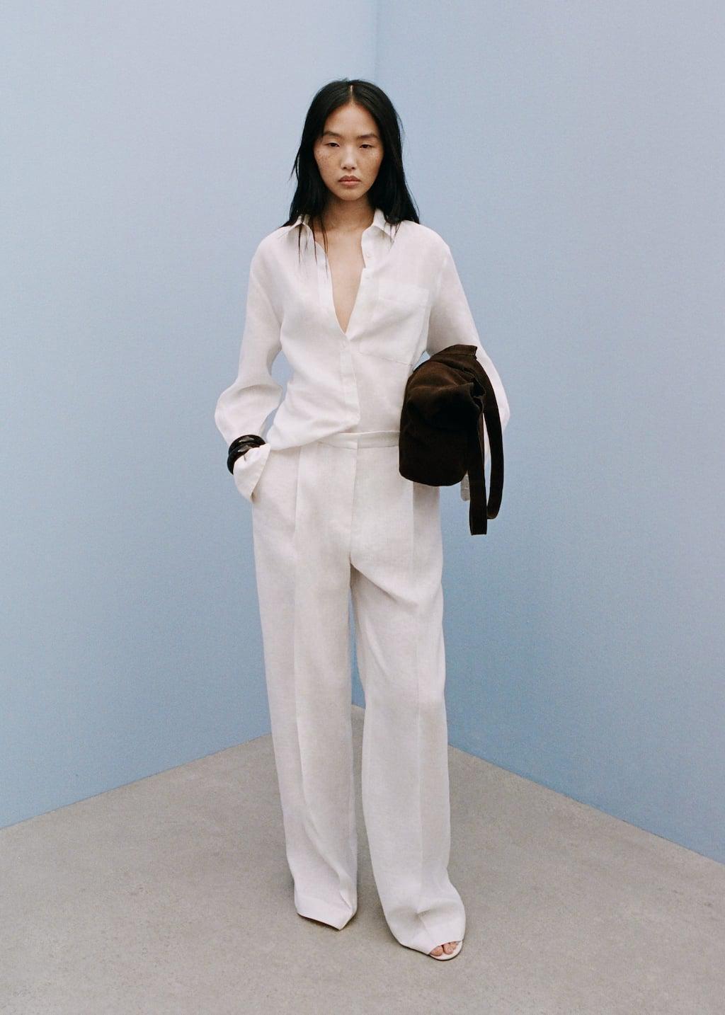 White Pocket Linen Shirt, , large image number 8