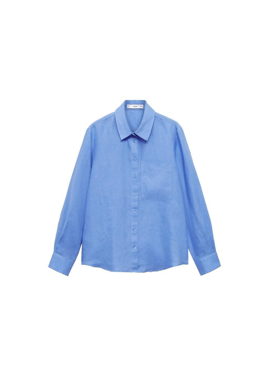 Blue Pocket Linen Shirt, , large image number 0