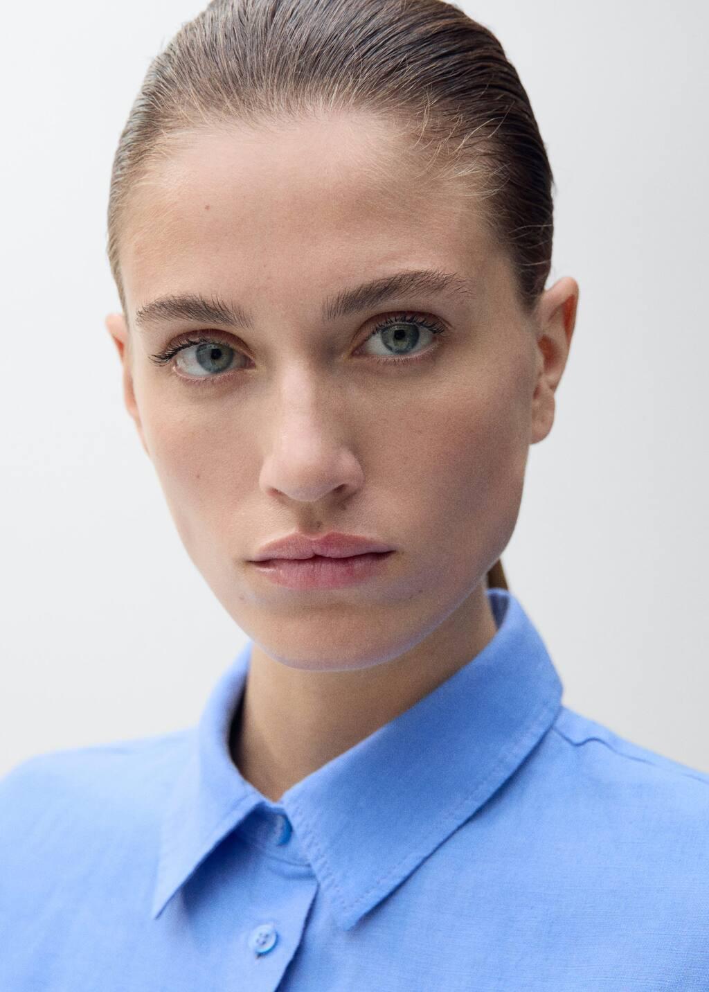 Blue Pocket Linen Shirt, , large image number 2
