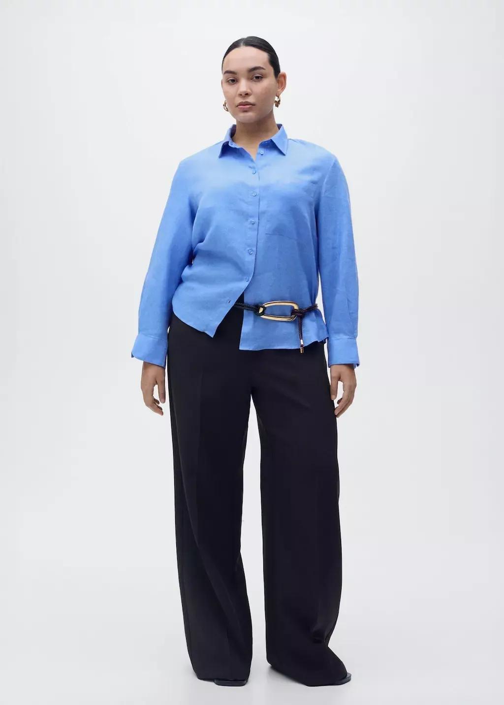 Blue Pocket Linen Shirt, , large image number 3