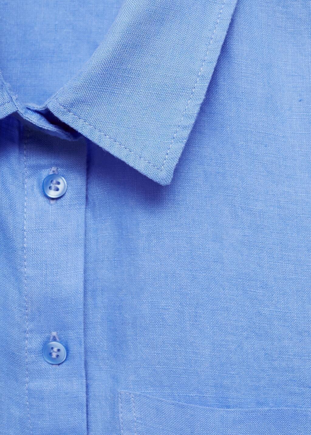 Blue Pocket Linen Shirt, , large image number 4