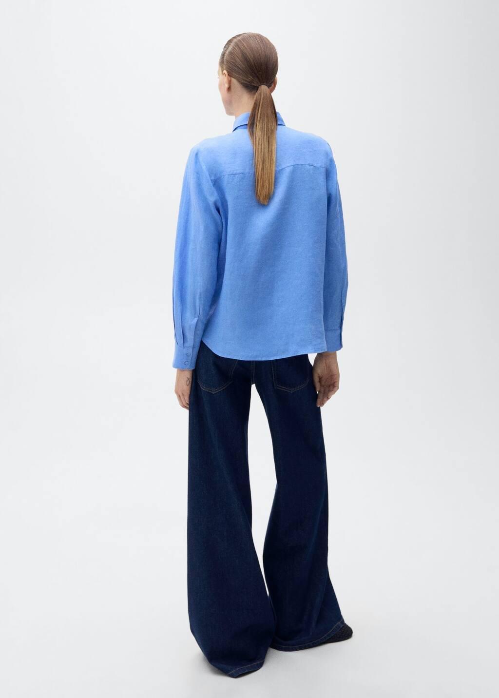 Blue Pocket Linen Shirt, , large image number 5