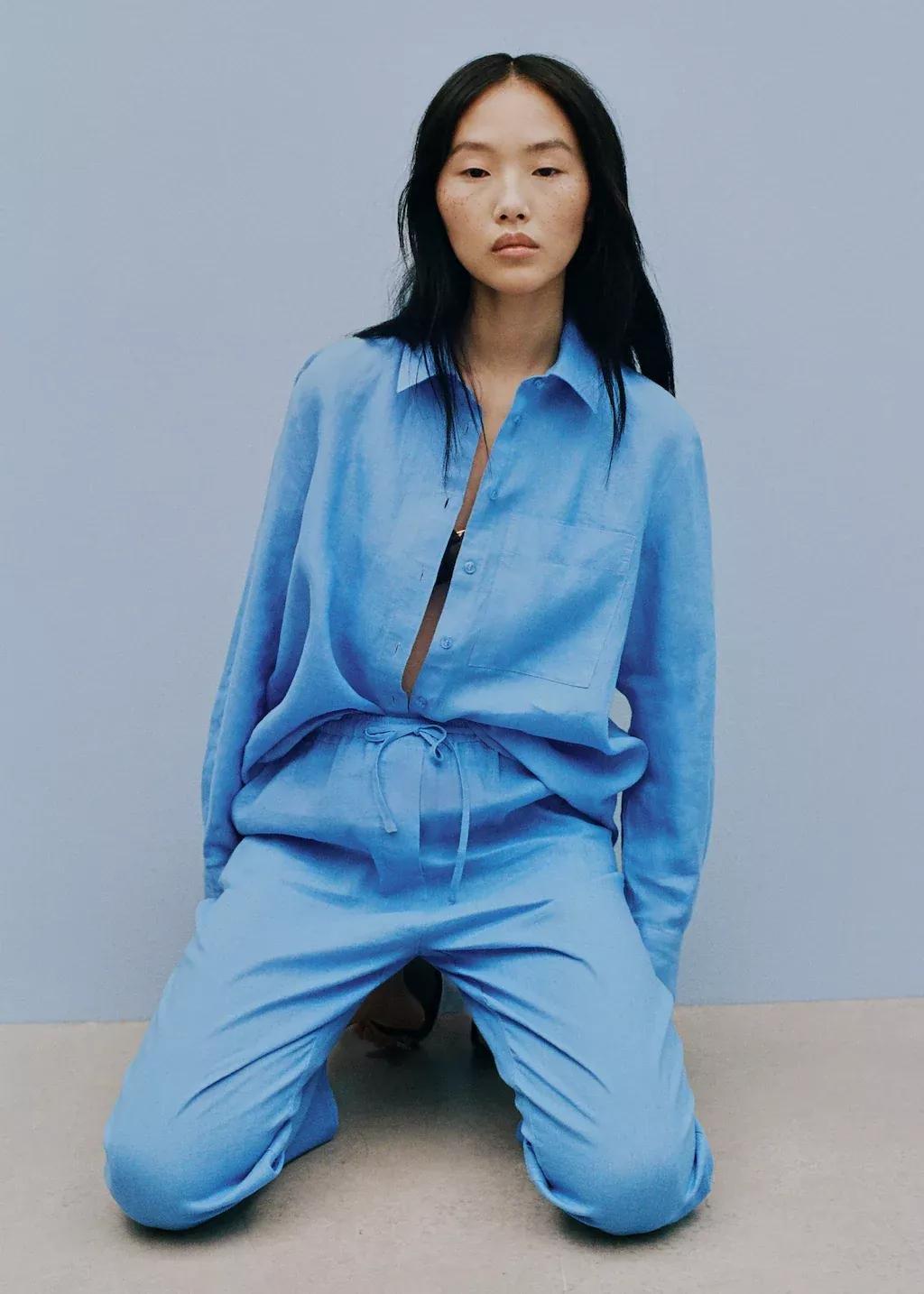 Blue Pocket Linen Shirt, , large image number 9