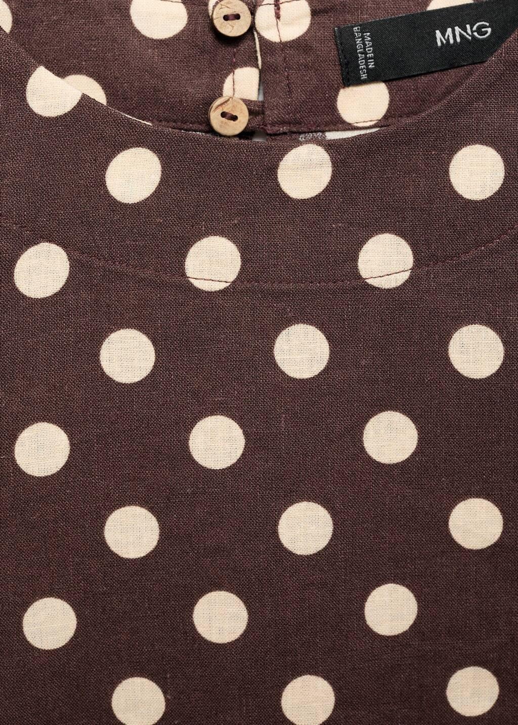 Brown Polka Dot Linen Crop Top, , large image number 4