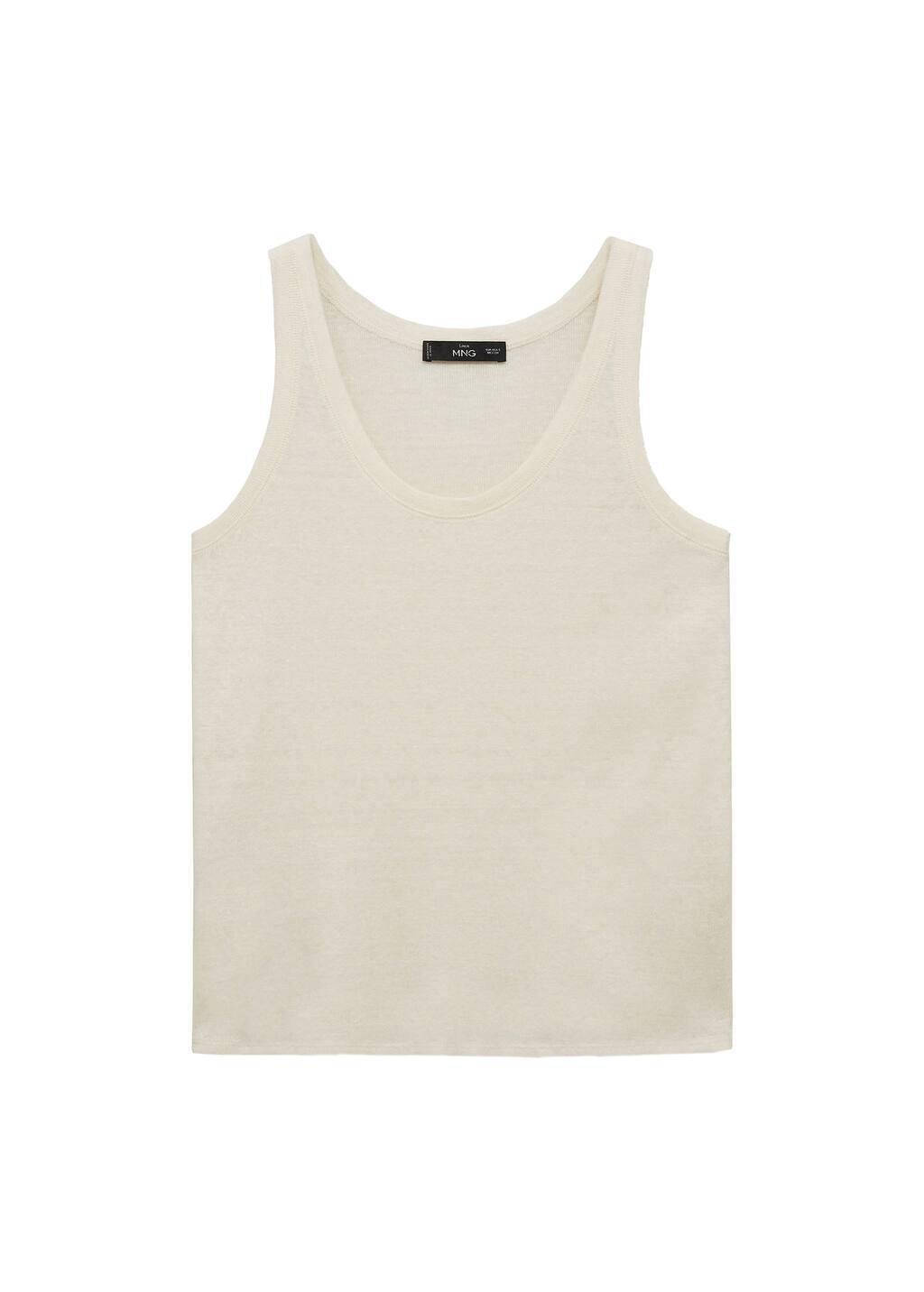Beige Strap Linen Top, , large image number 3