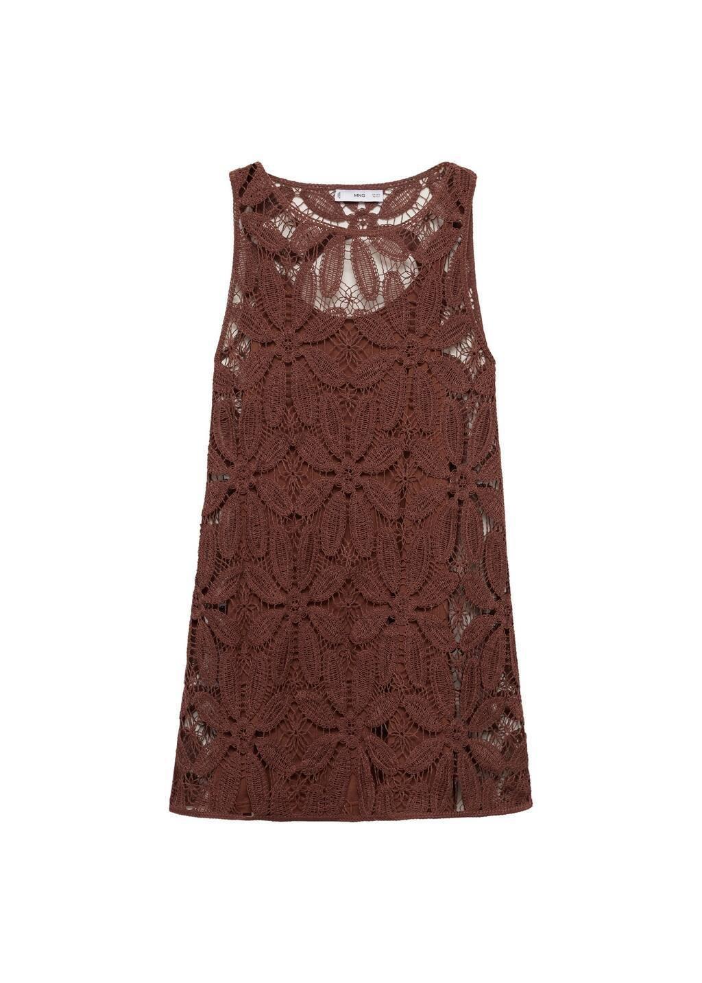 Brown Open Back Crochet Dress, , large image number 3