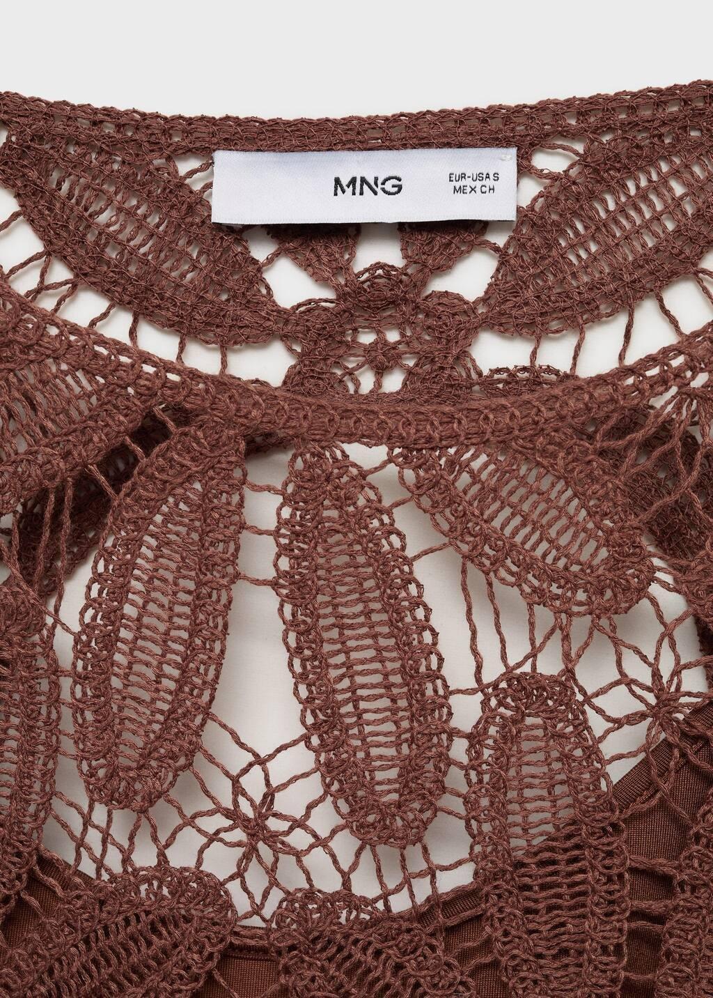 Brown Open Back Crochet Dress, , large image number 4