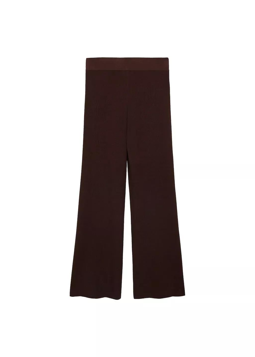 DARK BROWN Straight knitted trousers, , large image number 3