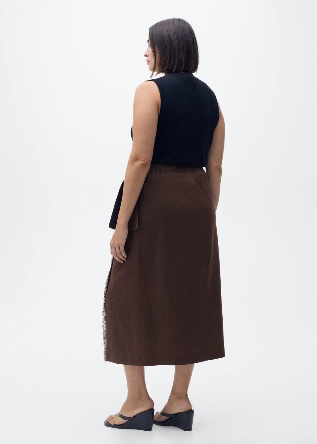 Brown Linen Sarong Skirt, , large image number 2