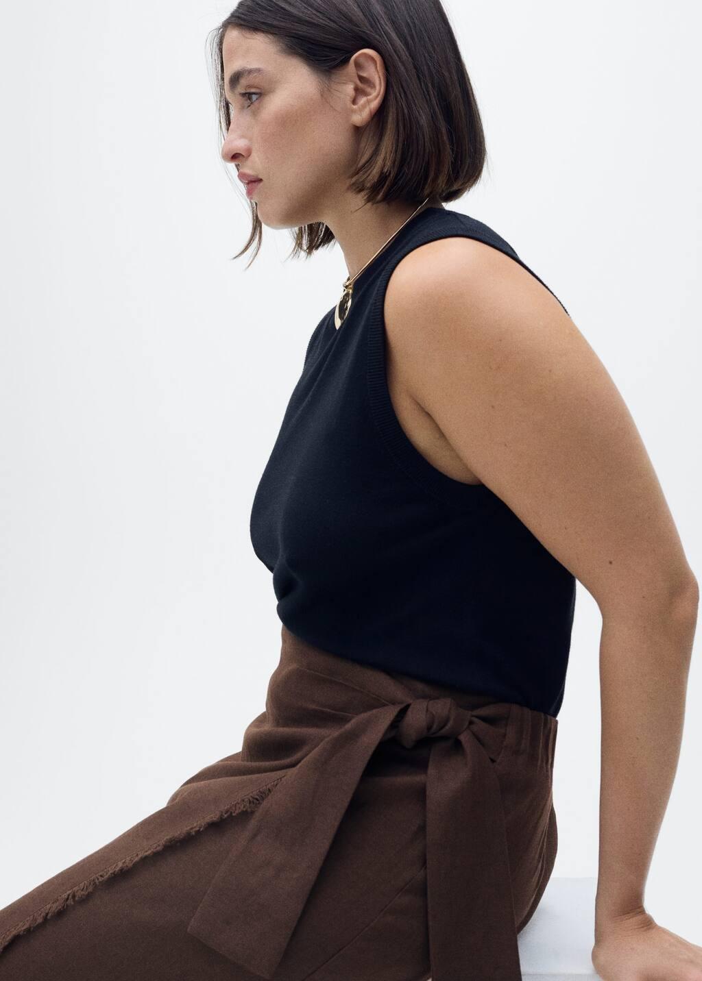 Brown Linen Sarong Skirt, , large image number 4