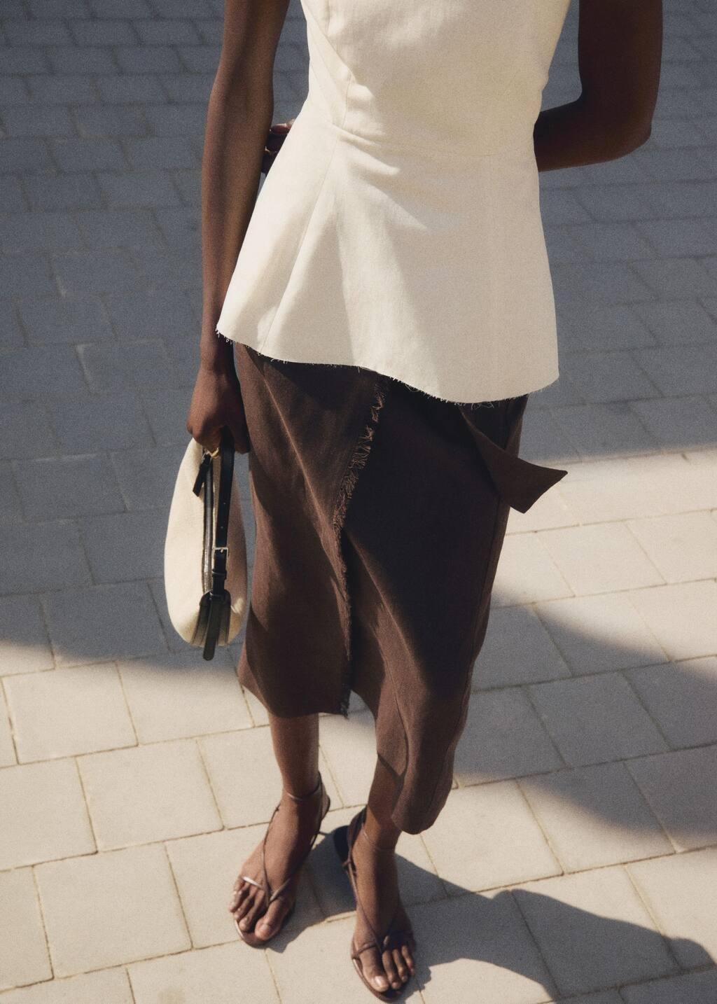 Brown Linen Sarong Skirt, , large image number 7