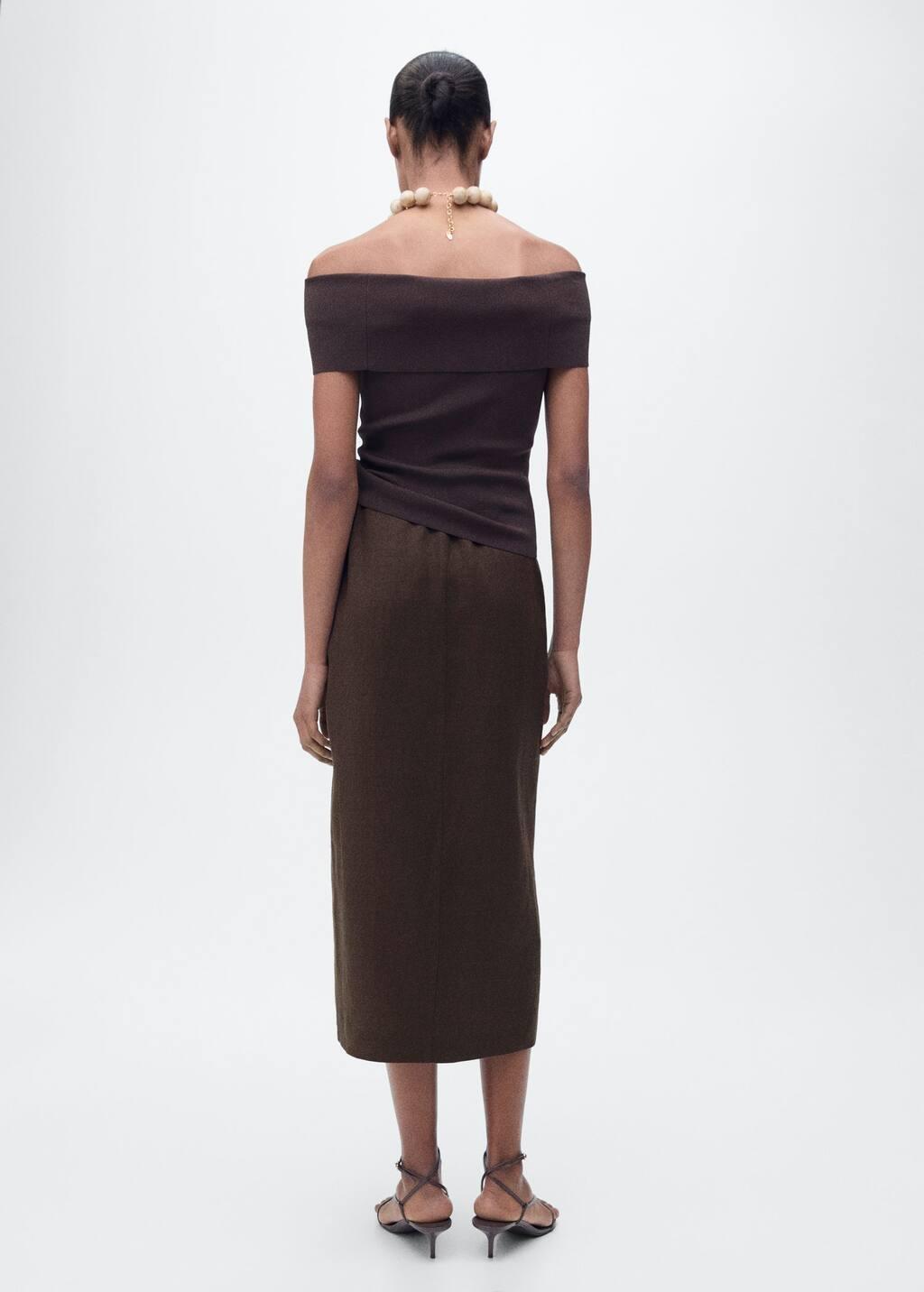 Brown Linen Sarong Skirt, , large image number 8