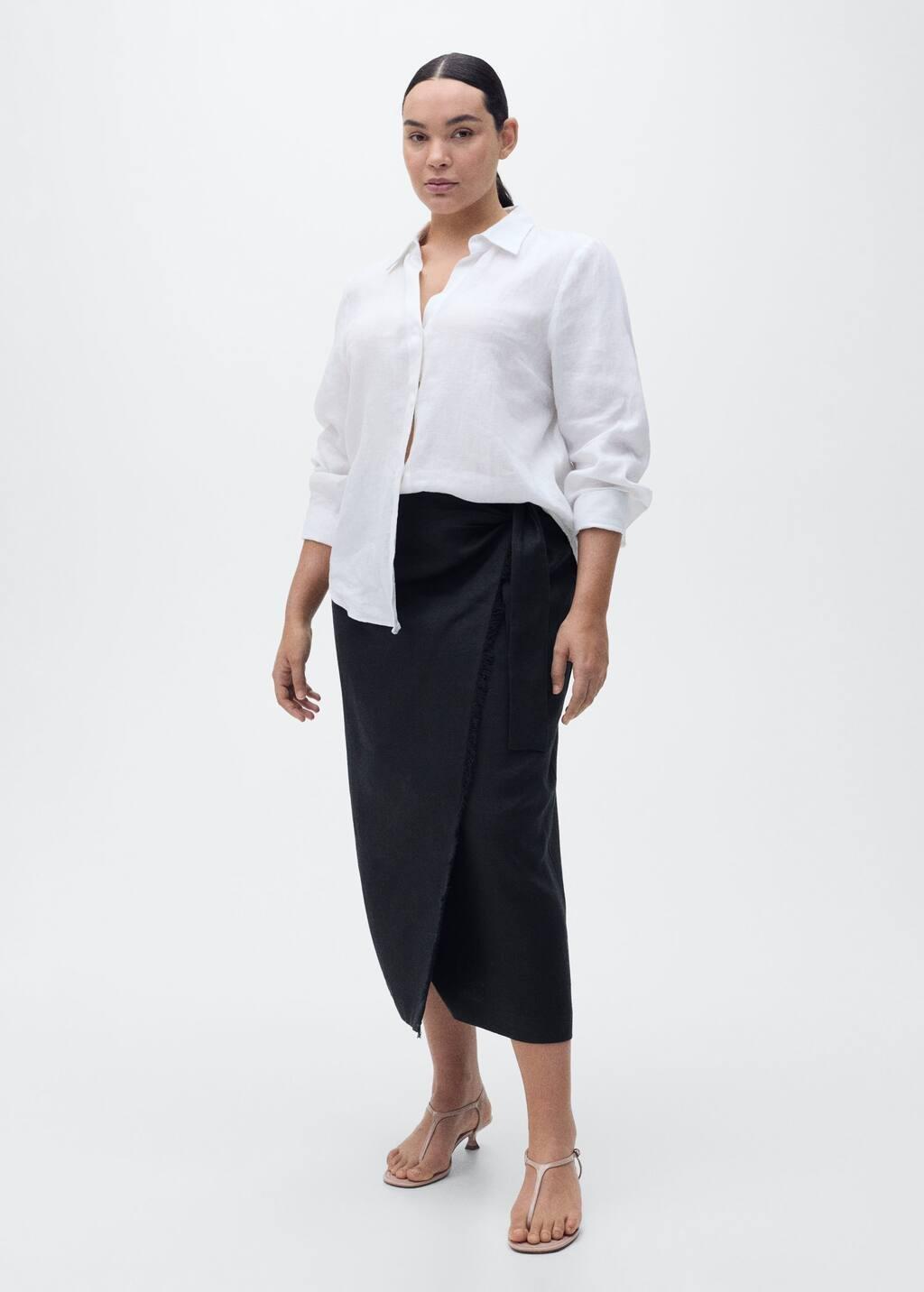 Black Linen Sarong Skirt, , large image number 2