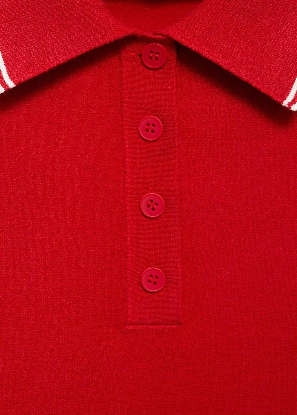 Red Polo-Neck Knitted Top With Contrasting Trims, , large image number 4