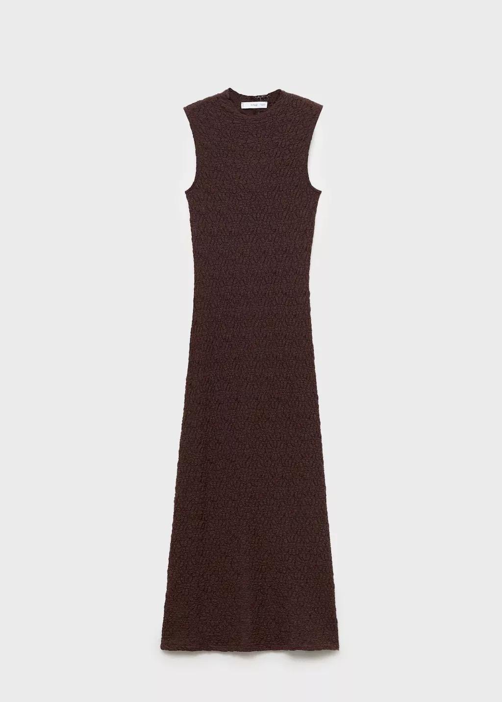 BROWN Perkins collar textured dress, , large image number 4