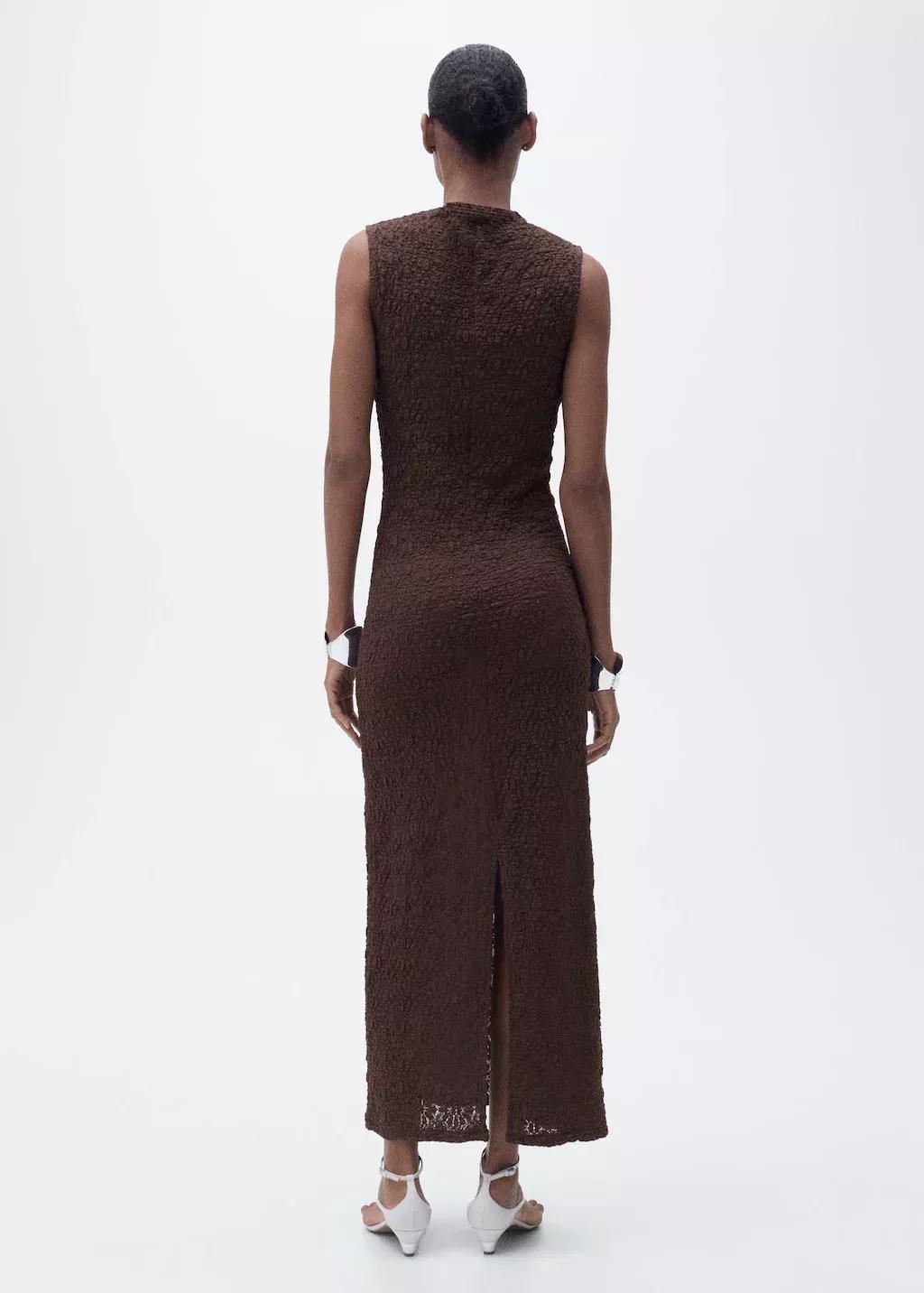 BROWN Perkins collar textured dress, , large image number 7
