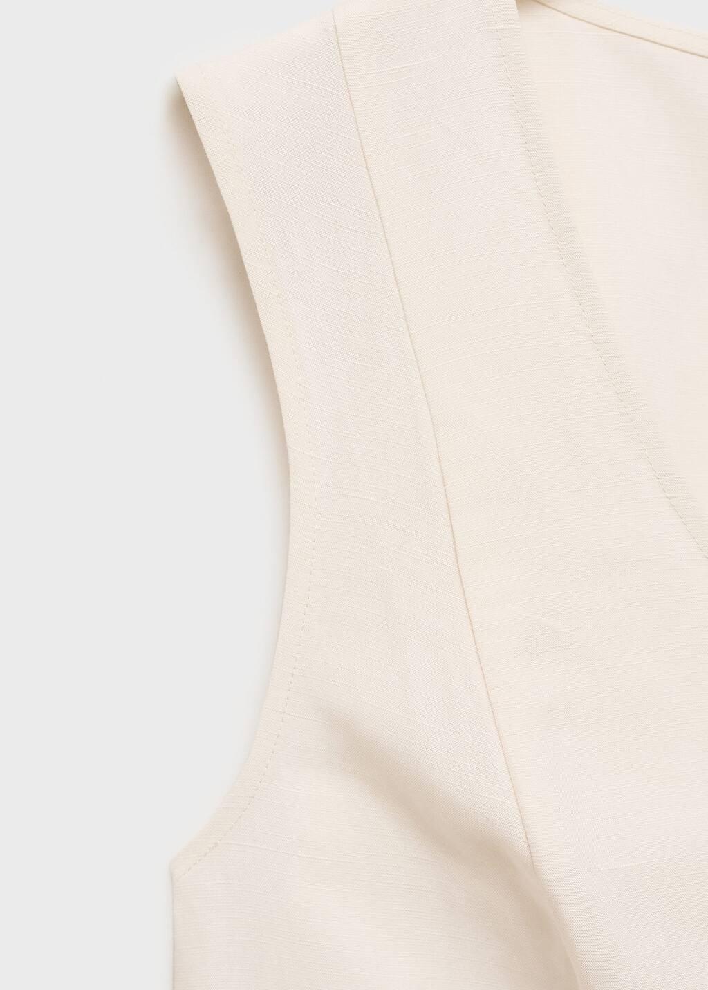 Beige Linen-Blend Peplum Top, , large image number 5