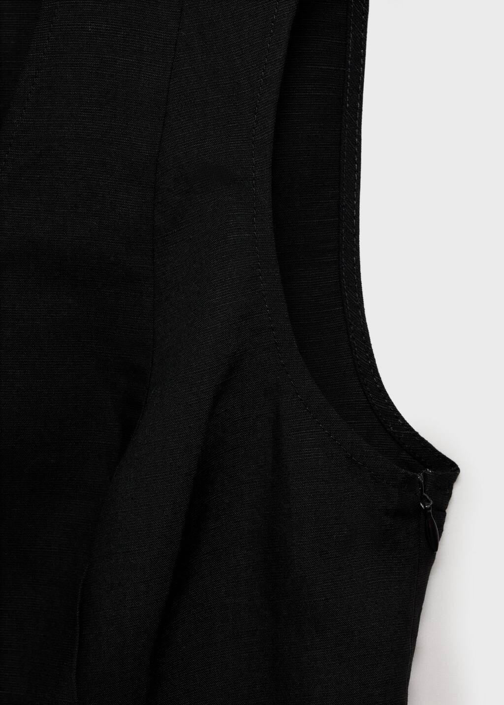 Black Linen-Blend Peplum Top, , large image number 2