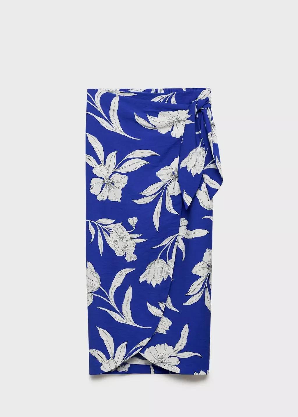 Blue Floral Sarong Skirt, , large image number 3
