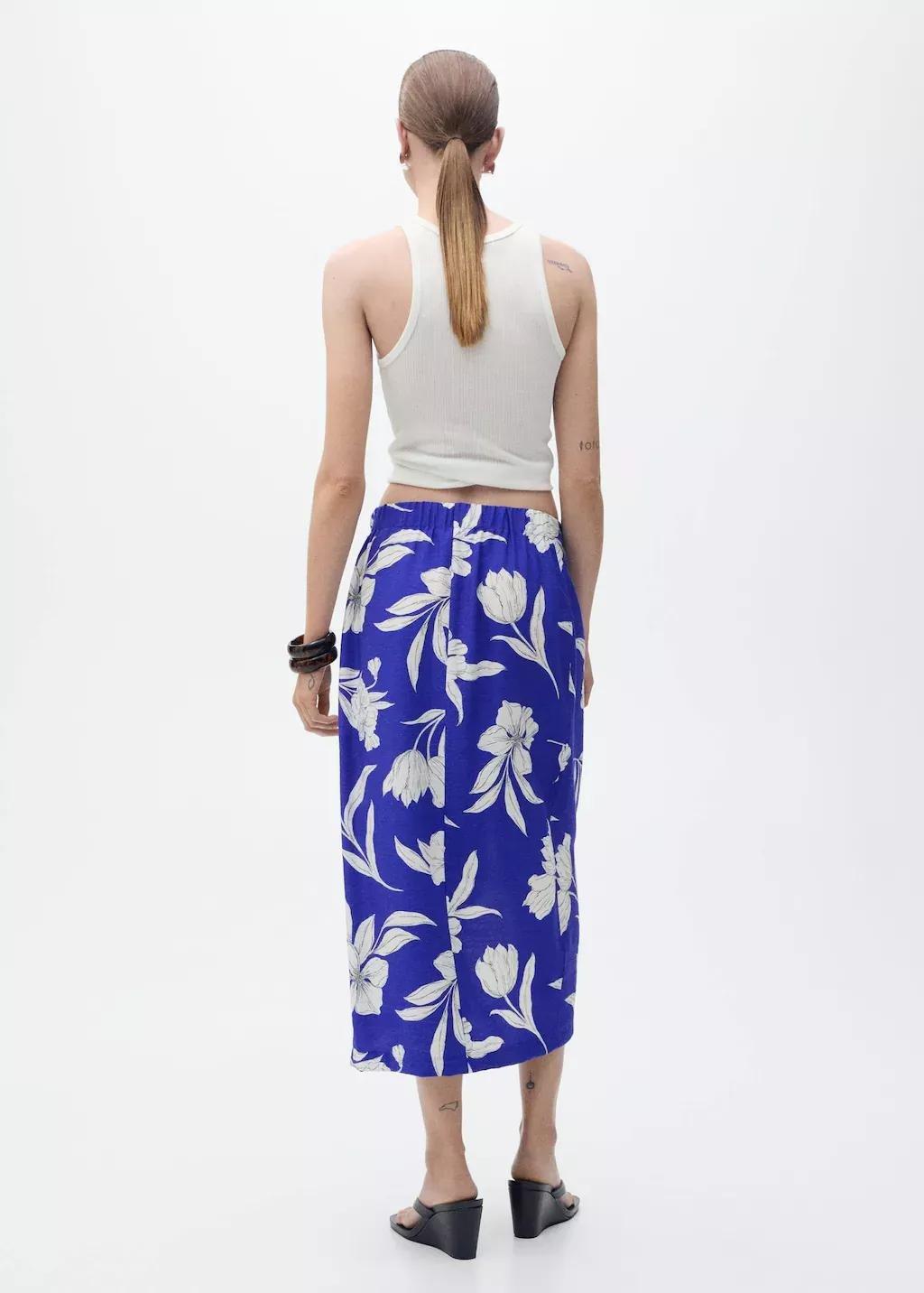 Blue Floral Sarong Skirt, , large image number 7