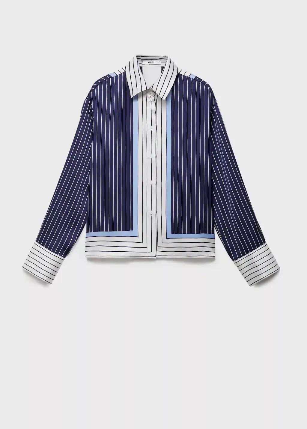 MEDIUM BLUE Satin shirt with combined stripes, , large image number 3