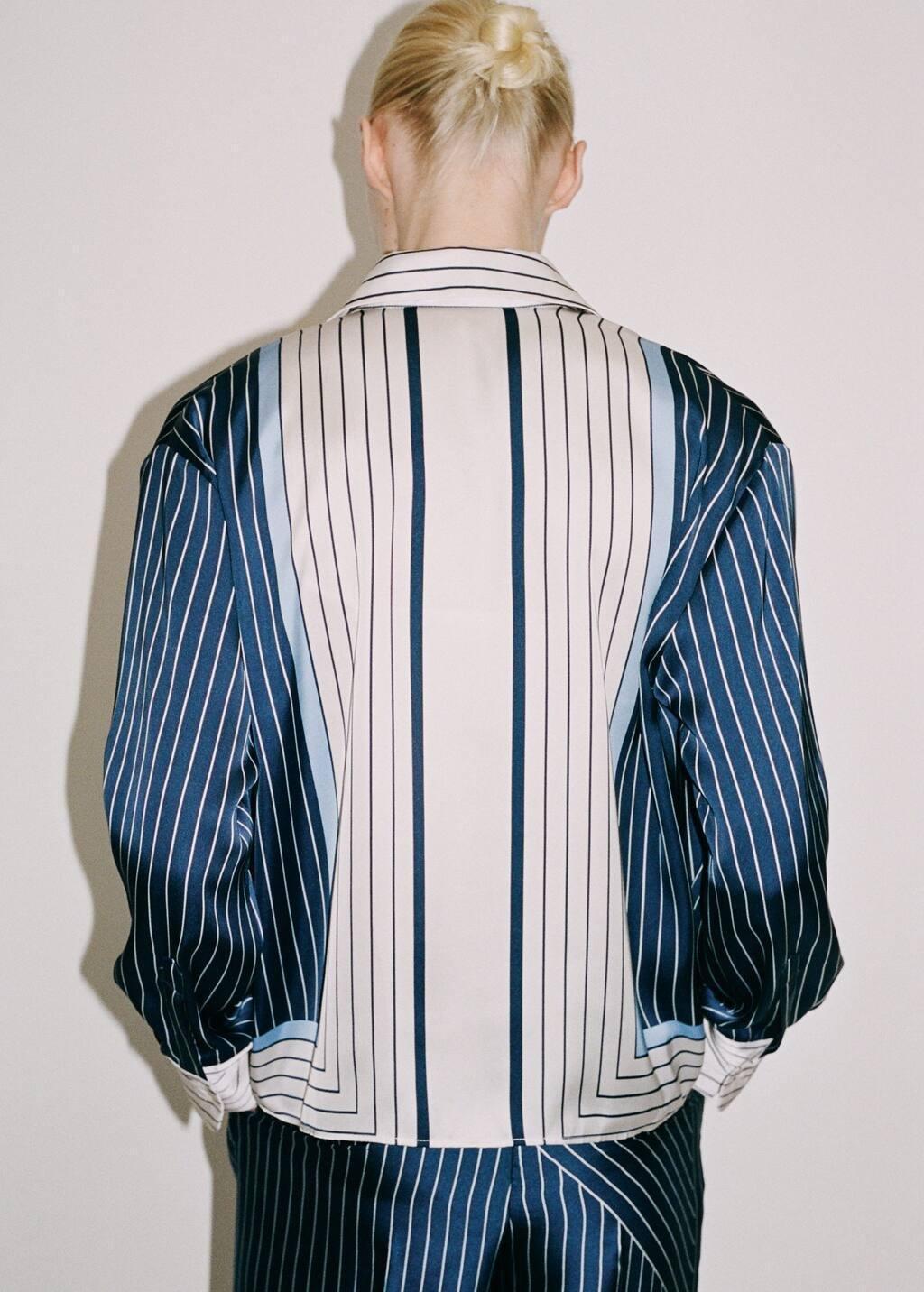 MEDIUM BLUE Satin shirt with combined stripes, , large image number 5